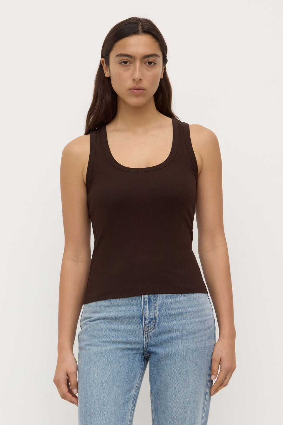 Assembly Label - Robyn Scoop Neck Rib Tank, Ganache