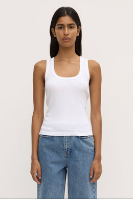 Assembly Label - Robyn Scoop Neck Rib Tank, White