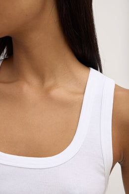 Assembly Label - Robyn Scoop Neck Rib Tank, White