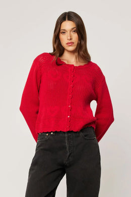 Rollas - Cass Knit LS Top, Crimson Red