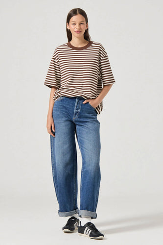 Rollas - Off Duty Tee, Cocoa Stripe