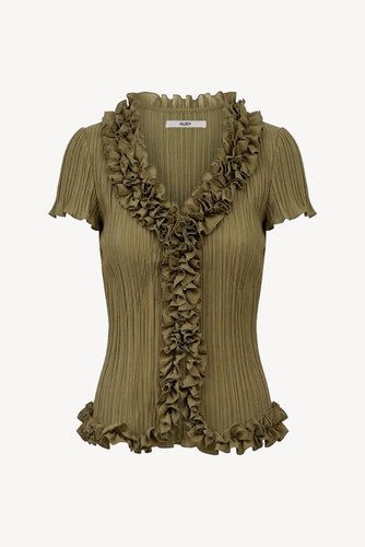 Ruby - Chelsea Crinkle Short Sleeve Top, Olive