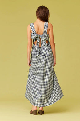 Ruby - Margie Tie Back Mini Dress, Baby Blue Navy Gingham
