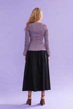 Ruby - Sky Shirred Long Sleeve Top, Blue Wine Gingham