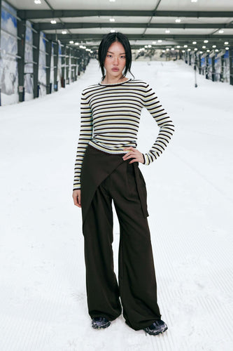 Ruby - Esme Long Sleeve Top, Burgundy Butter Blue Stripe
