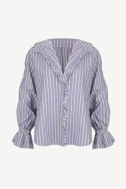 Ruby - Sandler Ruffle Shirt, Navy Stripe