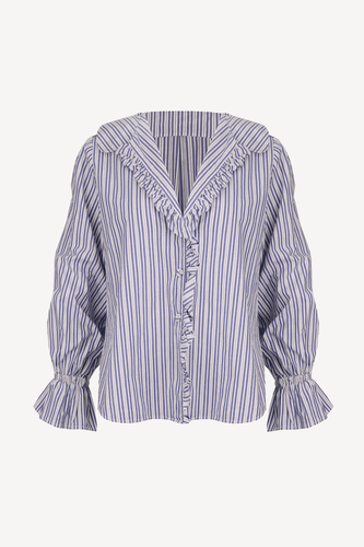 Ruby - Sandler Ruffle Shirt, Navy Stripe