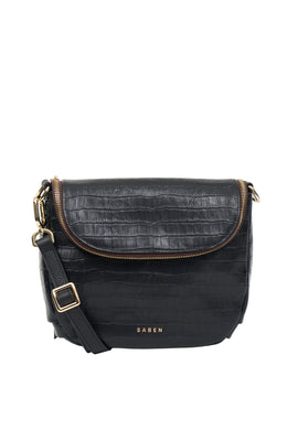 Saben - Fifi Crossbody Bag, Black Croc