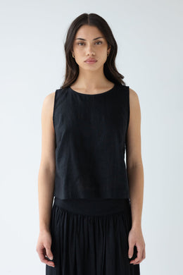 Sophie - Shell Buttons Top, Black