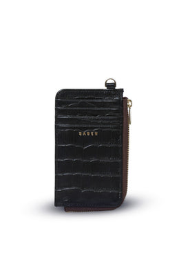 Saben - Winona Card Holder, Black Croc