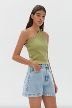 Assembly Label - Asymetrical Organic Jersey Tank, Agave