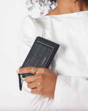 Saben - Wednesday Wallet, Black Croc / White Stitch