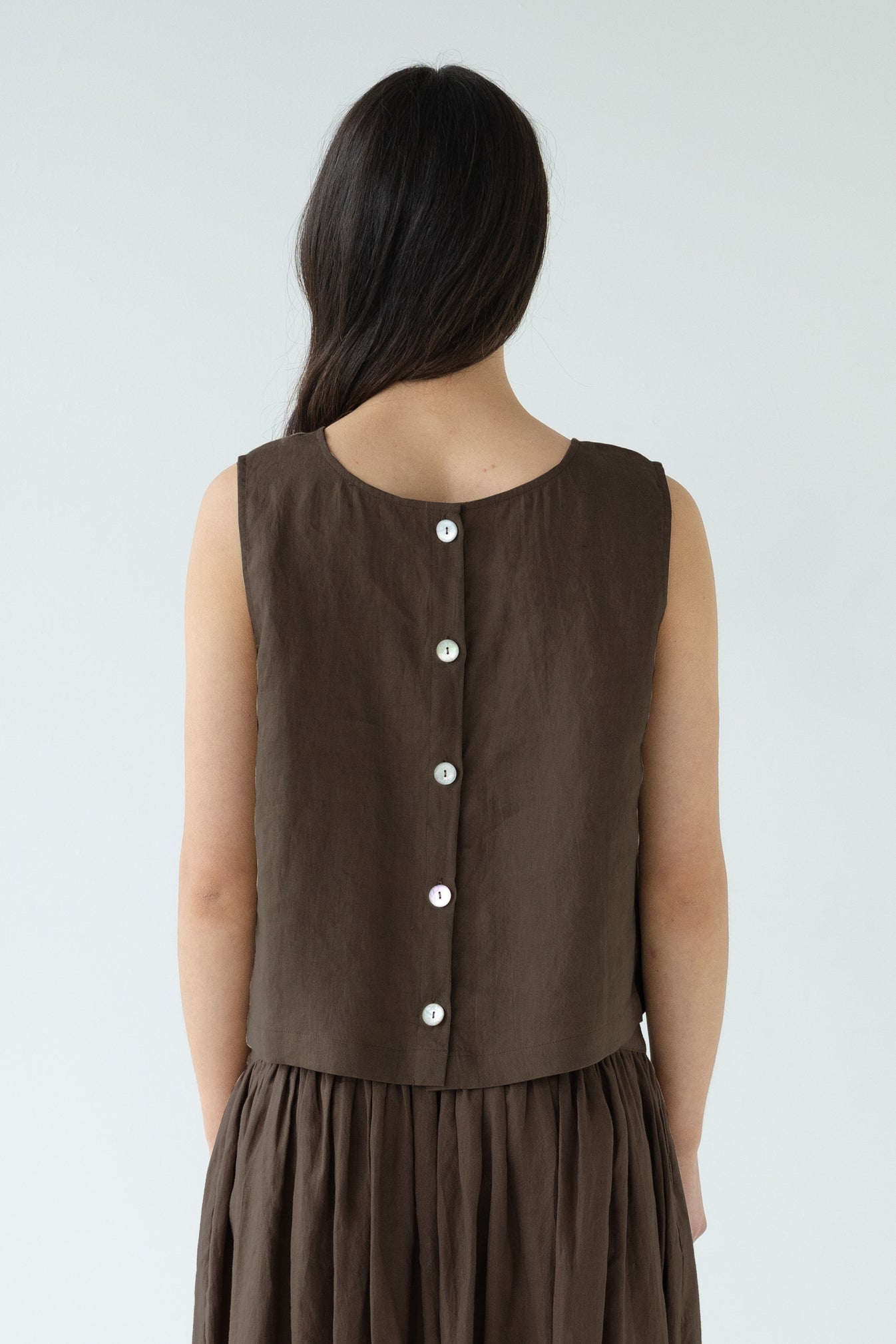 Sophie - Shell Buttons Top, Cocoa