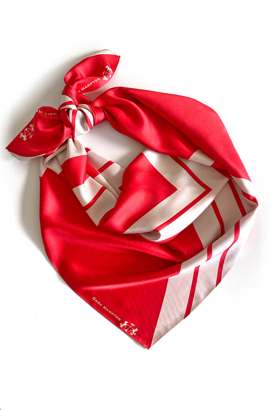 Dark Hampton - The Sinclair-Thomson Large Silk Scarf, Red Cream