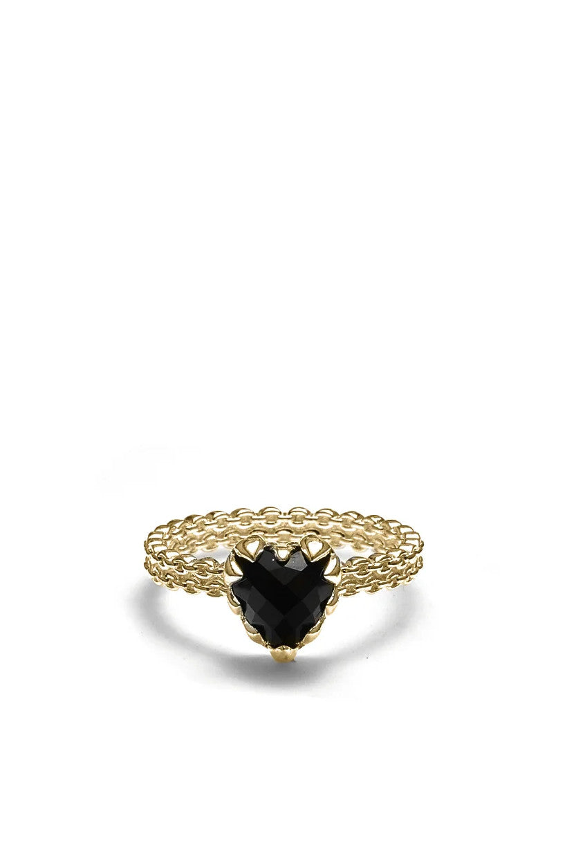Stolen Girlfriends Club Jewellery - Mini Claw Ring, Gold Plated/ Onyx