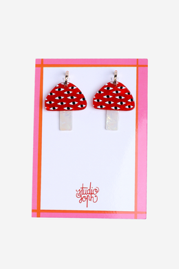 Studio Soph - Mushroom Earrings, Red/White