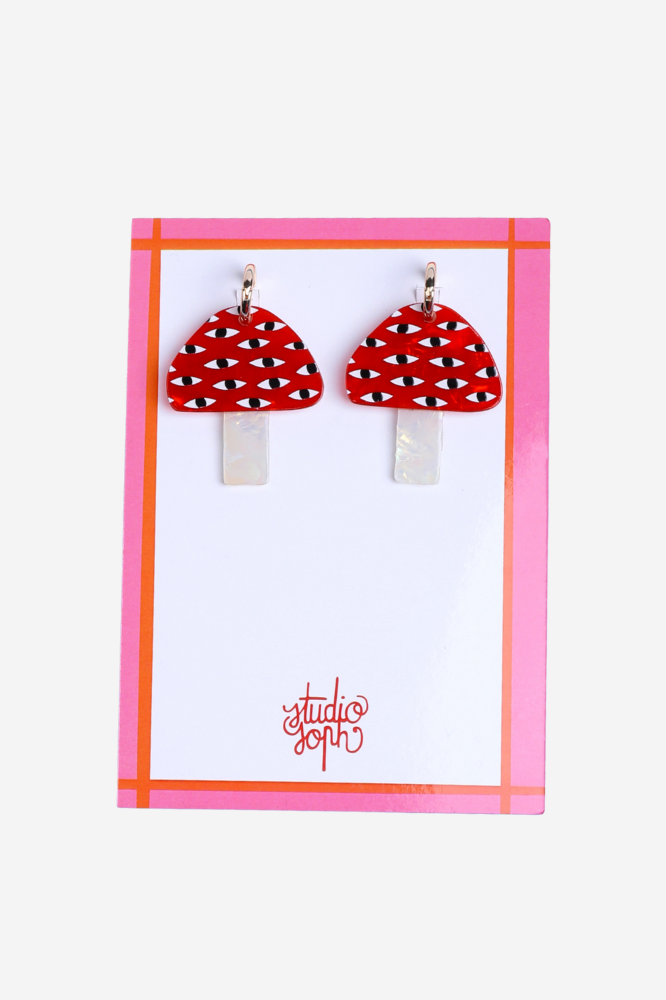 Studio Soph - Mushroom Earrings, Red/White