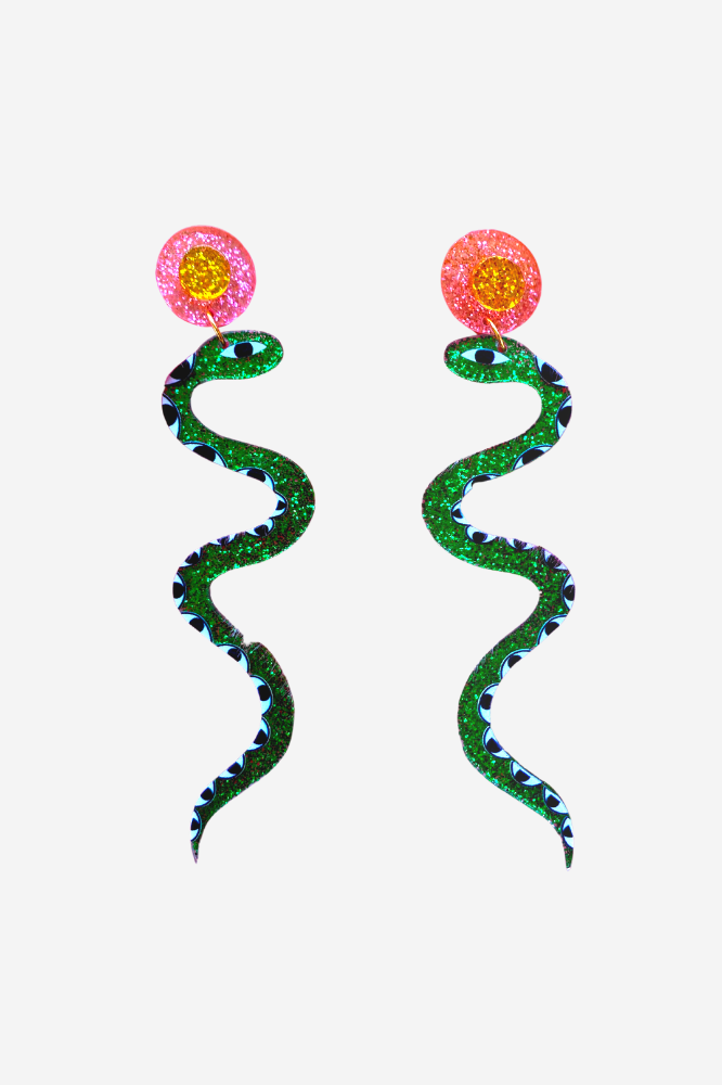 Studio Soph - Snake Earrings, Green