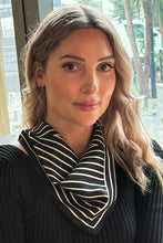 Dark Hampton -Tait Petite Silk Scarf, Black and White Stripe