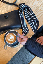 Dark Hampton -Tait Petite Silk Scarf, Black and White Stripe