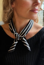 Dark Hampton -Tait Petite Silk Scarf, Black and White Stripe