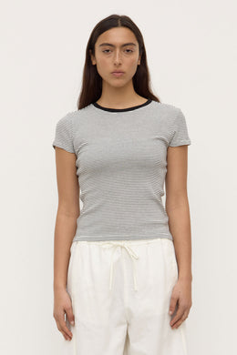 Assembly Label - Thelma Stripe Short Sleeve Tee, Black & White
