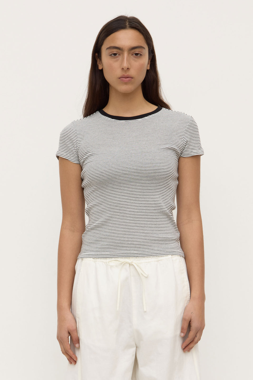 Assembly Label - Thelma Stripe Short Sleeve Tee, Black & White