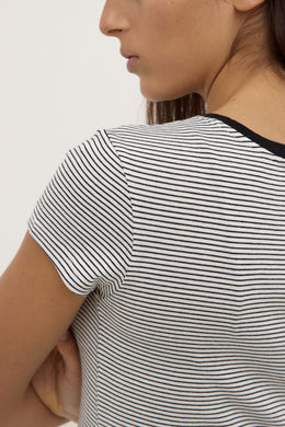 Assembly Label - Thelma Stripe Short Sleeve Tee, Black & White