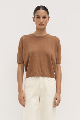 Assembly Label -  Vanya Cotton Cashmere Knit Tee, Bronze