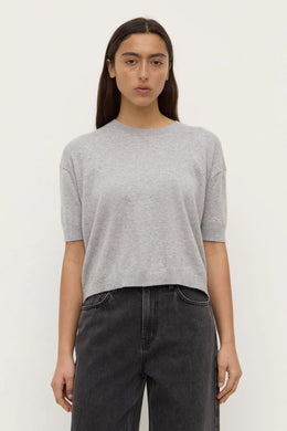 Assembly Label - Vanya Cotton Cashmere Knit Tee, Grey Marle
