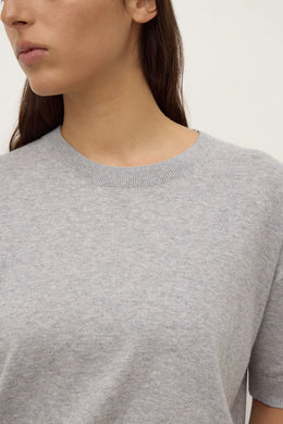Assembly Label - Vanya Cotton Cashmere Knit Tee, Grey Marle