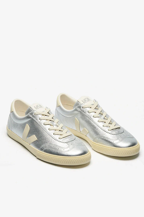 Veja - Volley Leather Sneaker, Silver/ Pierre