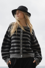 Sophie - Alpaca Blend Cardigan, Graphite Stripe