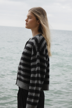 Sophie - Alpaca Blend Cardigan, Graphite Stripe