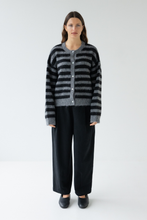 Sophie - Alpaca Blend Cardigan, Graphite Stripe