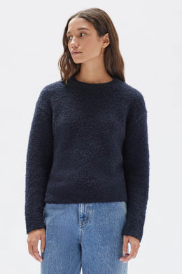 Assembly Label - Dahlia Wool Knit Crew Jumper, Ink