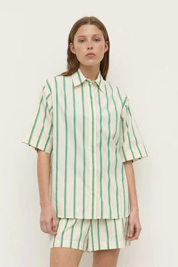 Assembly Label - Agnes Short Sleeve Shirt, Butter / Bright Green