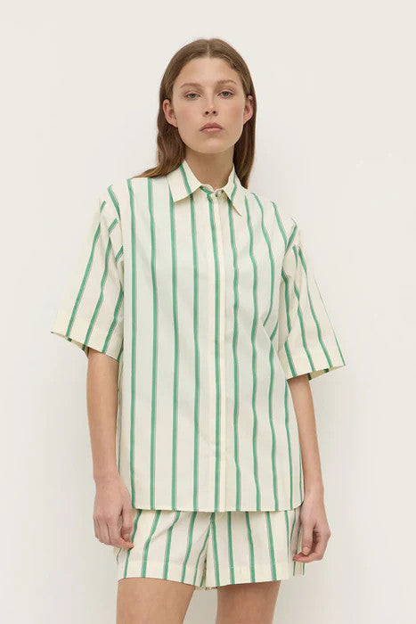 Assembly Label - Agnes Short Sleeve Shirt, Butter / Bright Green