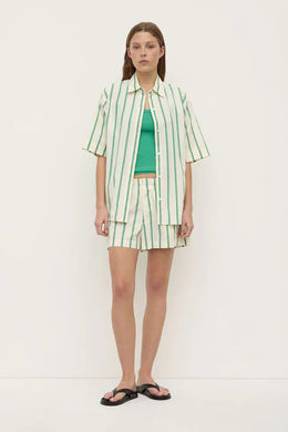 Assembly Label - Agnes Short Sleeve Shirt, Butter / Bright Green