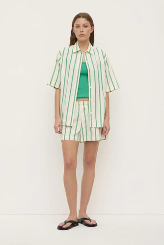 Assembly Label - Agnes Short Sleeve Shirt, Butter / Bright Green