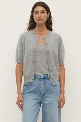 Assembly Label - Carina Wool Short Sleeve Cardigan, Grey Marle