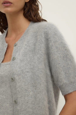 Assembly Label - Carina Wool Short Sleeve Cardigan, Grey Marle