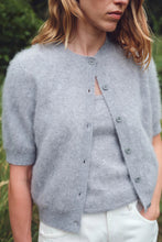 Assembly Label - Carina Wool Short Sleeve Cardigan, Grey Marle