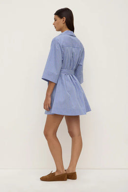 Assembly Label - Erina Stripe Mini Shirt Dress, Blue / White Stripe