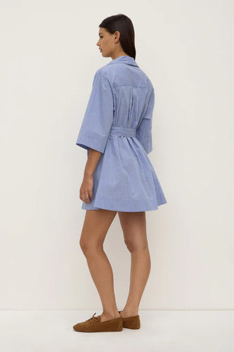 Assembly Label - Erina Stripe Mini Shirt Dress, Blue / White Stripe