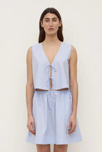 Assembly Label - Havana Stripe Tie Front Top, Blue / White Stripe