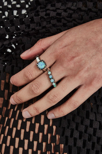 Stolen Girlfriends Club Jewellery - Baby Claw Ring, Sterling Silver/Bello Opal