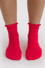 Baggu - Lettuce Edge Sock Set of 2, Light Blue / Red