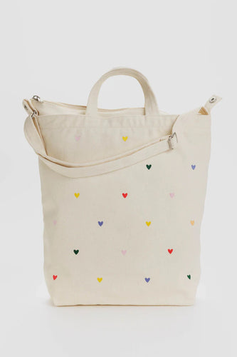 Baggu -Zip Duck Bag, Embroidered Hearts