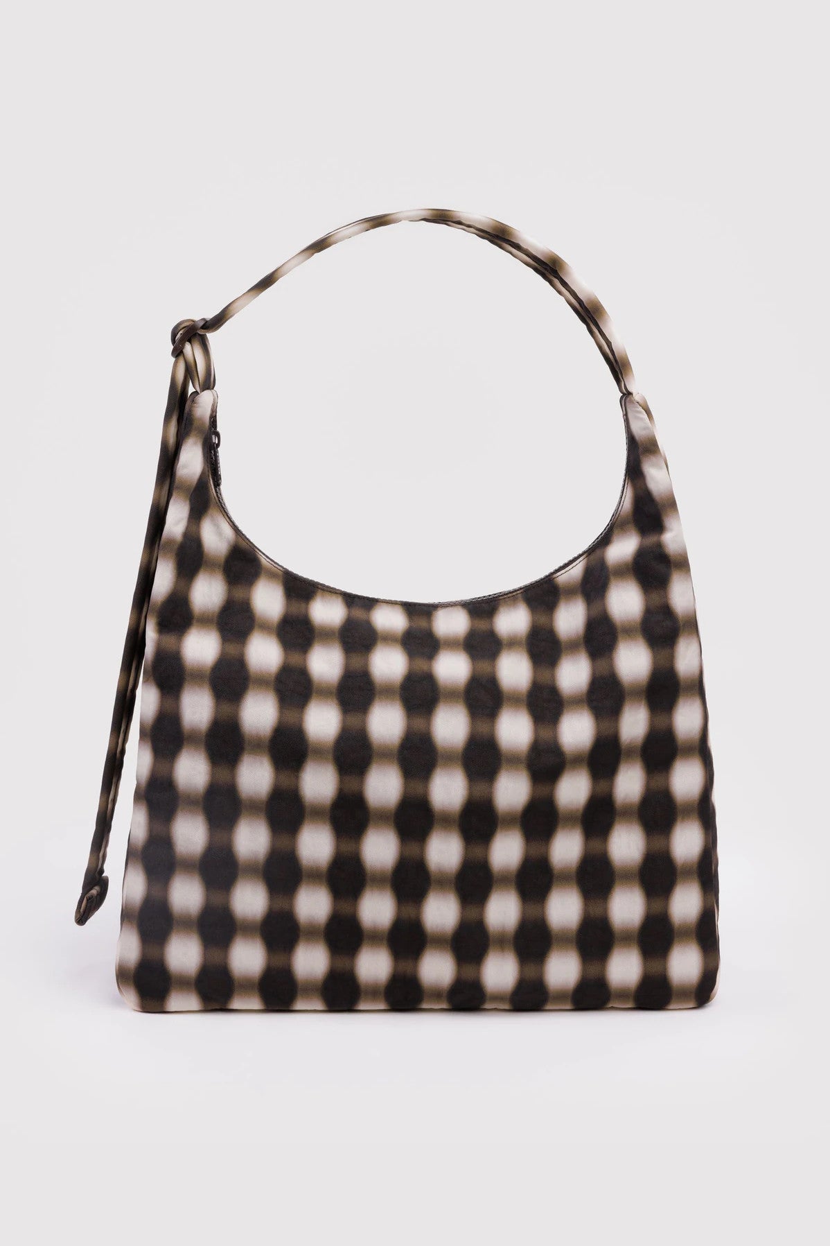 Baggu - Nylon Shoulder Bag, Blurred Gingham Brown